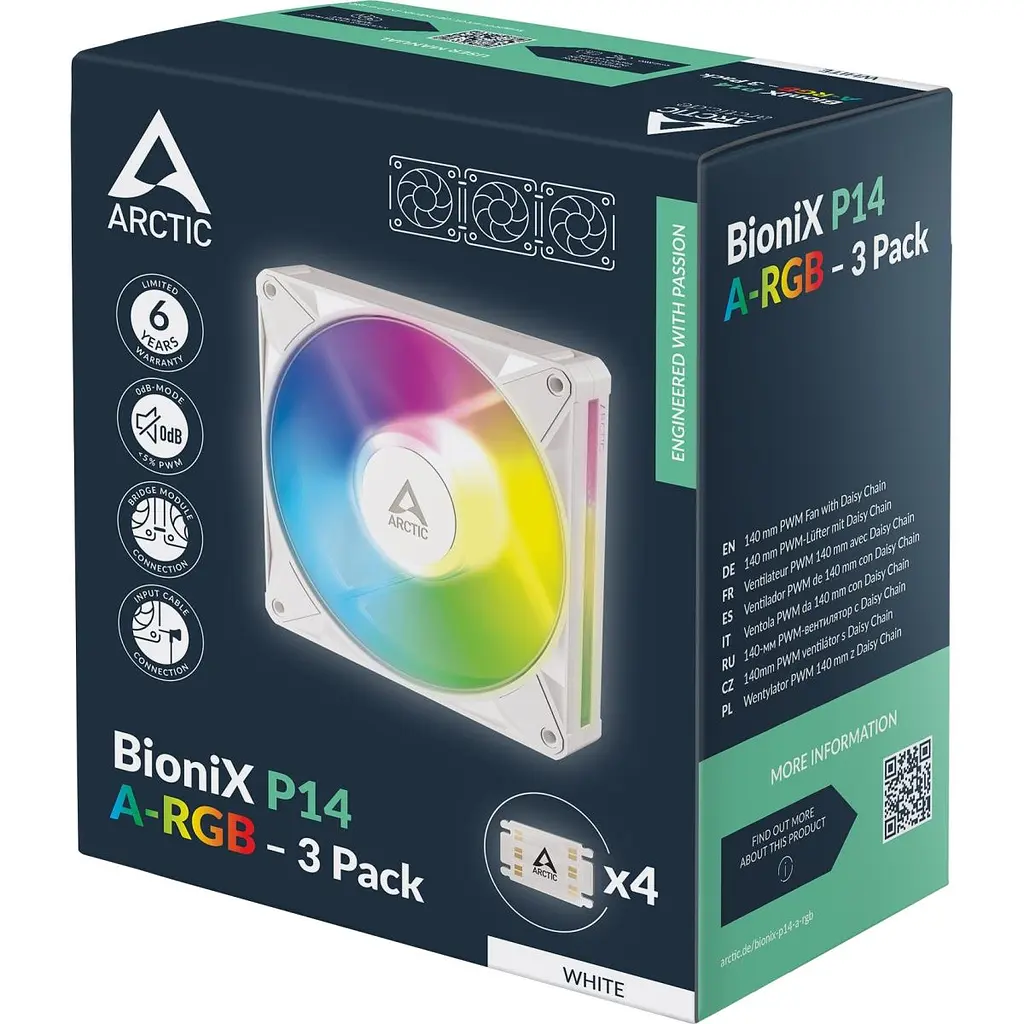 Комплект корпусних вентиляторів Arctic BioniX P14 A-RGB 3-Pack White (ACFAN00342A) [176026] - фото 10