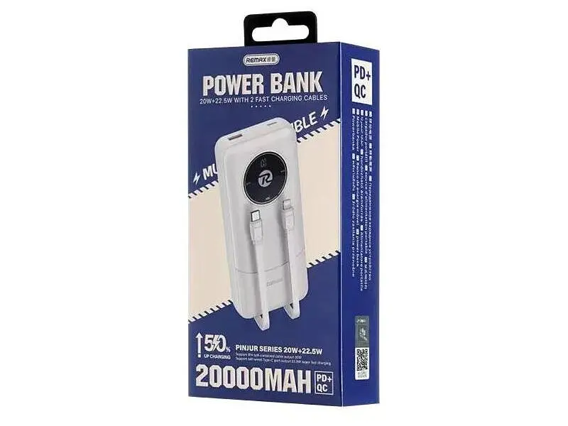 Зовнішній акумулятор (Power Bank) Remax 20000mAh 22.5W Black (RPP-38 / 45364 / White) - фото 2