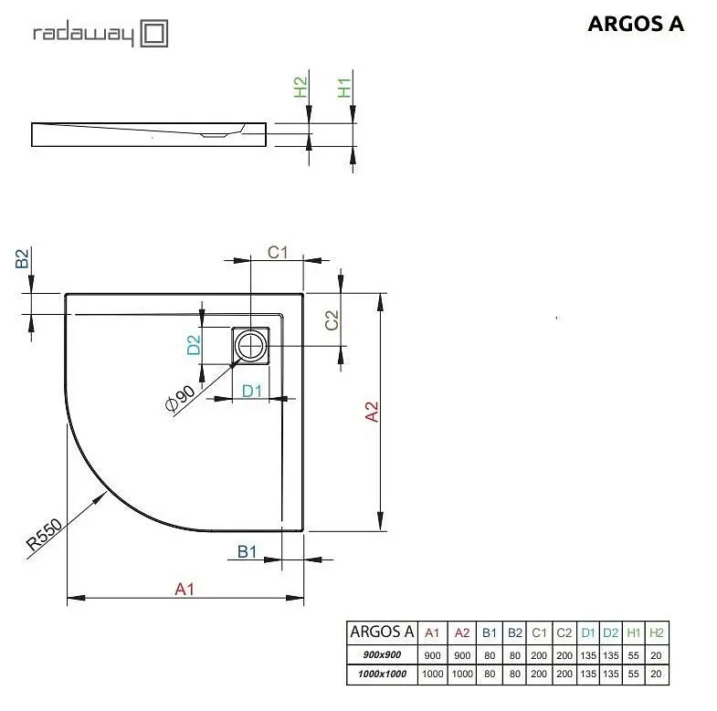 Душевой поддон Radaway Argos A 100x100 4AA1010-01 - фото 2