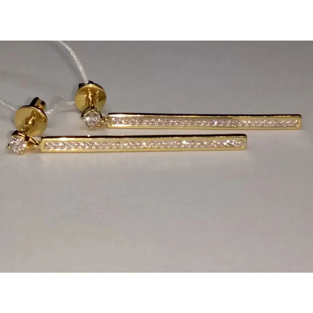 Золоті сережки Столична Ювелірна Фабрика з фіанітами. 110563Ж - фото 2