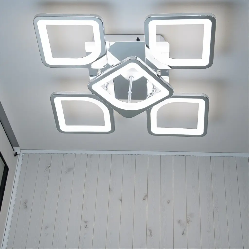 Стельова LED-люстра Diasha S8060/4+1HR з пультом і димером, хром, 70W, 3850 lm, квадратні акрилові плафони 44x44 см - фото 2
