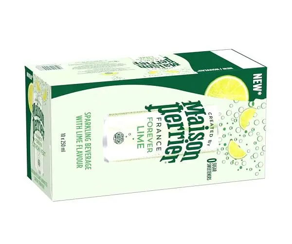 Maison Perrier Forever Lime, Упаковка 10 шт. х 0,25 л, Вода мінеральна газована зі смаком Лайма Мейсон Пер'є, без цукру, ж/б - фото 2