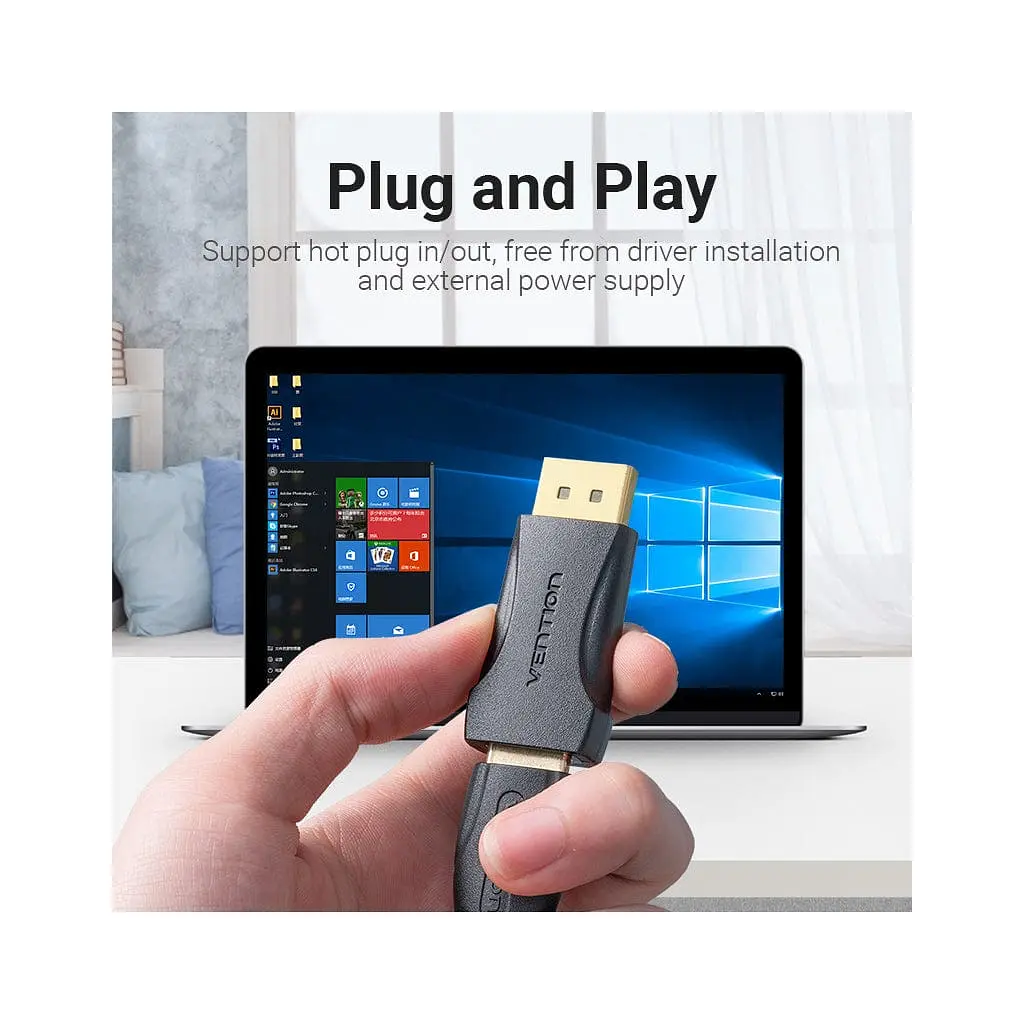 Переходник DisplayPort M to HDMI F black Vention (HBOB0) - фото 5