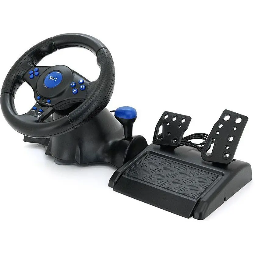 Руль гоночный игровой вибрационный с педалями Voltronic R3/1FX для PC/PS2/PS3 - фото 2