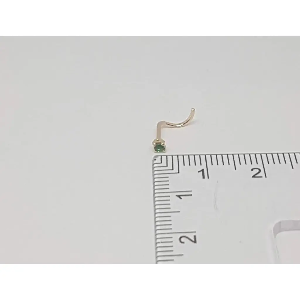 Золотая серьга-пирсинг в нос Dear с фианитом. 1018.1 Зеленый - фото 4