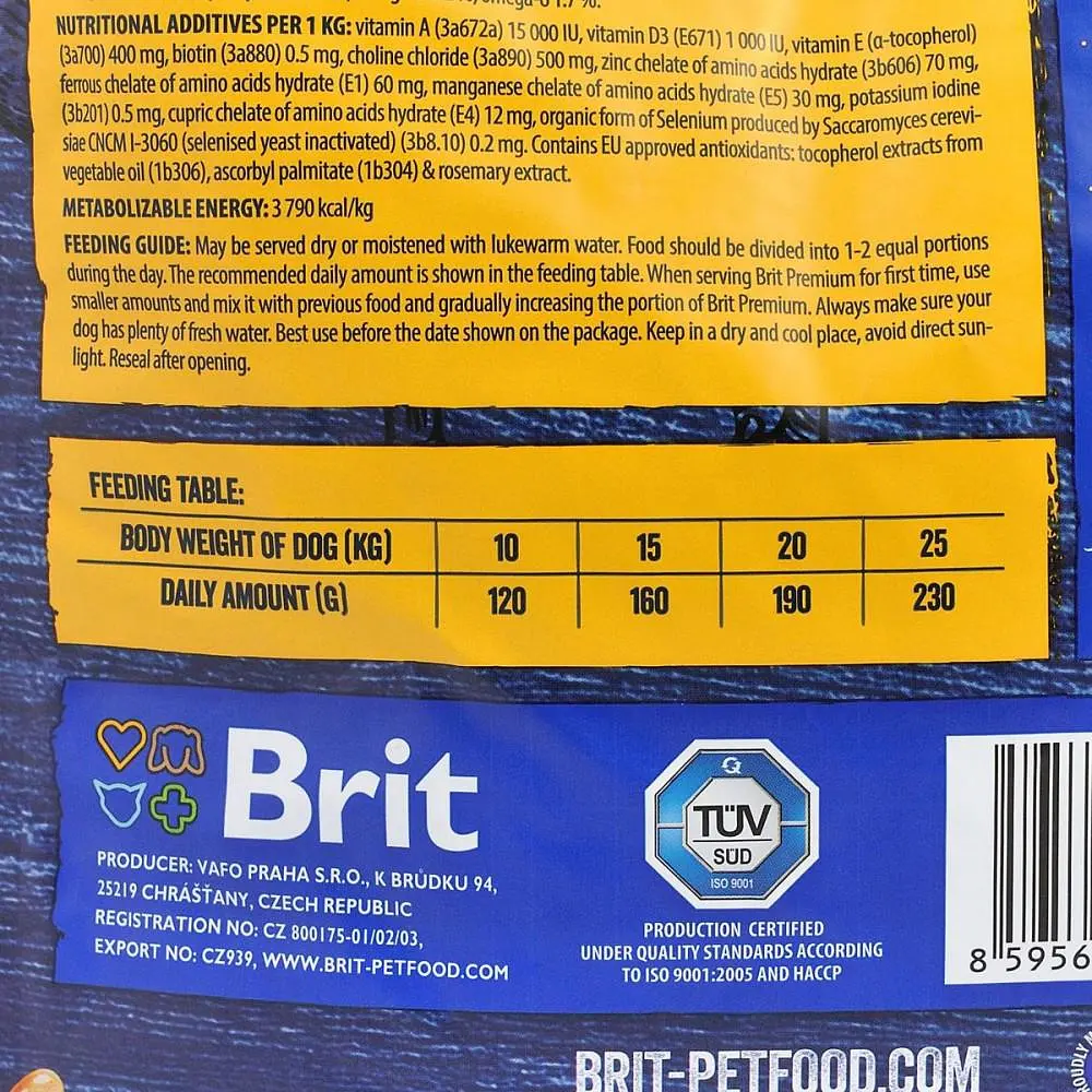 Сухой корм Brit Premium Adult M 3 кг для взрослых собак средних пород (весом от 10 до 25 кг) (курица) - фото 4