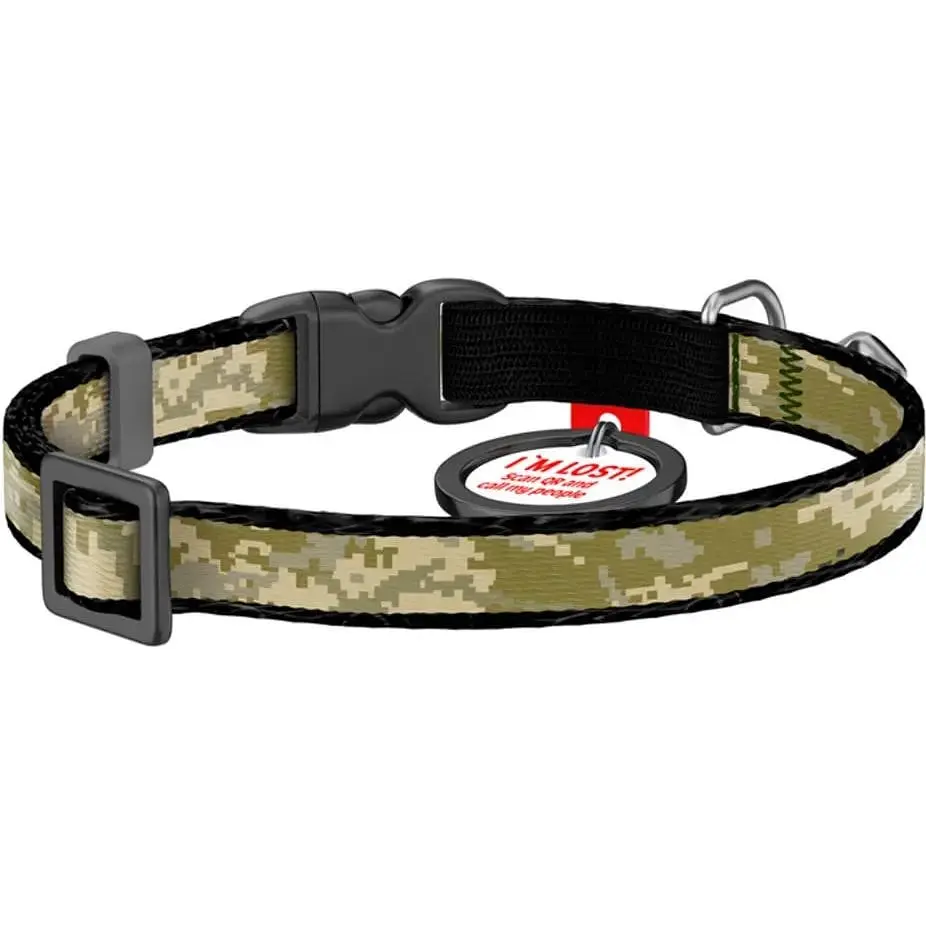 Ошейник для кошек Waudog Nylon Милитари с QR-паспортом XS 20-30х1 см - фото 2