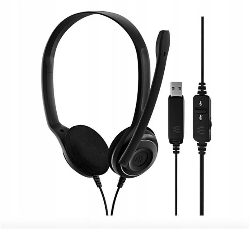 Компьютерная стереогарнитура On-Ear PC 8 Chat, USB, однонаправленный, 2 м, черный Epos teh0013134 - фото 3