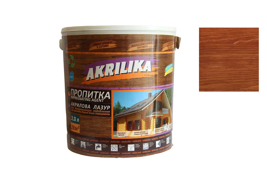 Акрилова лазур для дерева Impregnant Agent Akrilika махагон 2 л - фото 2