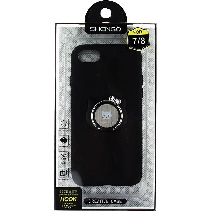 Чохол-накладка Shengo Soft-touch holder TPU Case iPhone 8 Black - фото 2