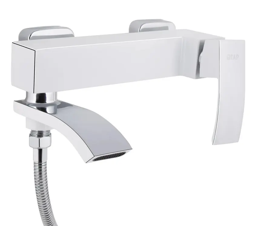 Змішувач для ванни Qtap Swan Cascada, Chrome/White (k35) з душовим гарнітуром QTSWA260CRW45569 - фото 3