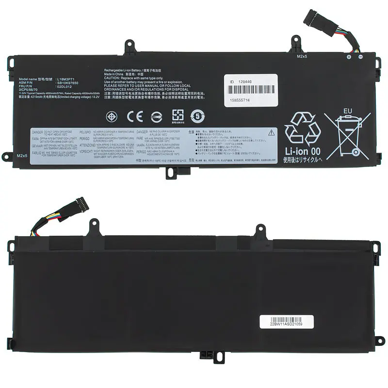 Батарея для ноутбука Lenovo L18M3P71 (ThinkPad T590 T15 Gen 1 P15s Gen 1) 11.52V 4950mAh 57Wh Чорний - фото 2