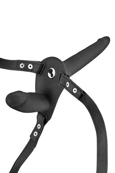 Подвійний страпон з вібрацією Fetish Tentation Vibrating Strap-On with Double Dildo Black Fetish Tentation SO3748 91451 - фото 3
