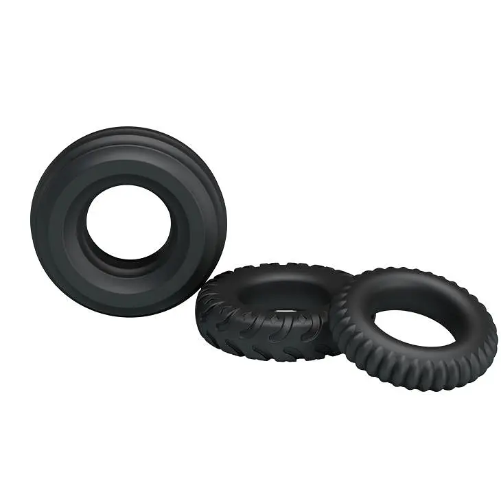 Набір ерекційних кілець Baile Three Cock Rings, 3 шт (чорний) - фото 4