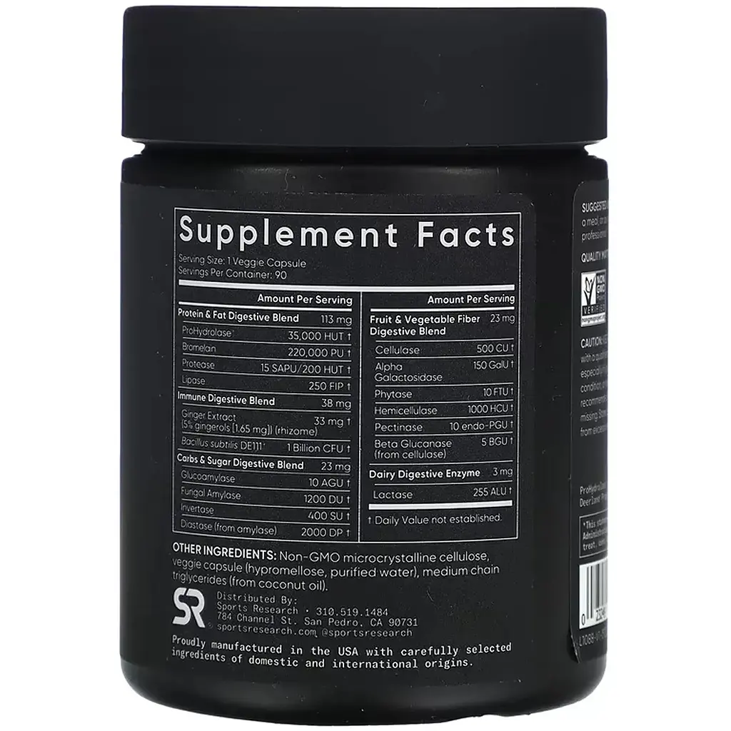 Комплекс травних ферментів Sport Research Digestive Enzymes + Probiotic 90 веганських капсул - фото 2