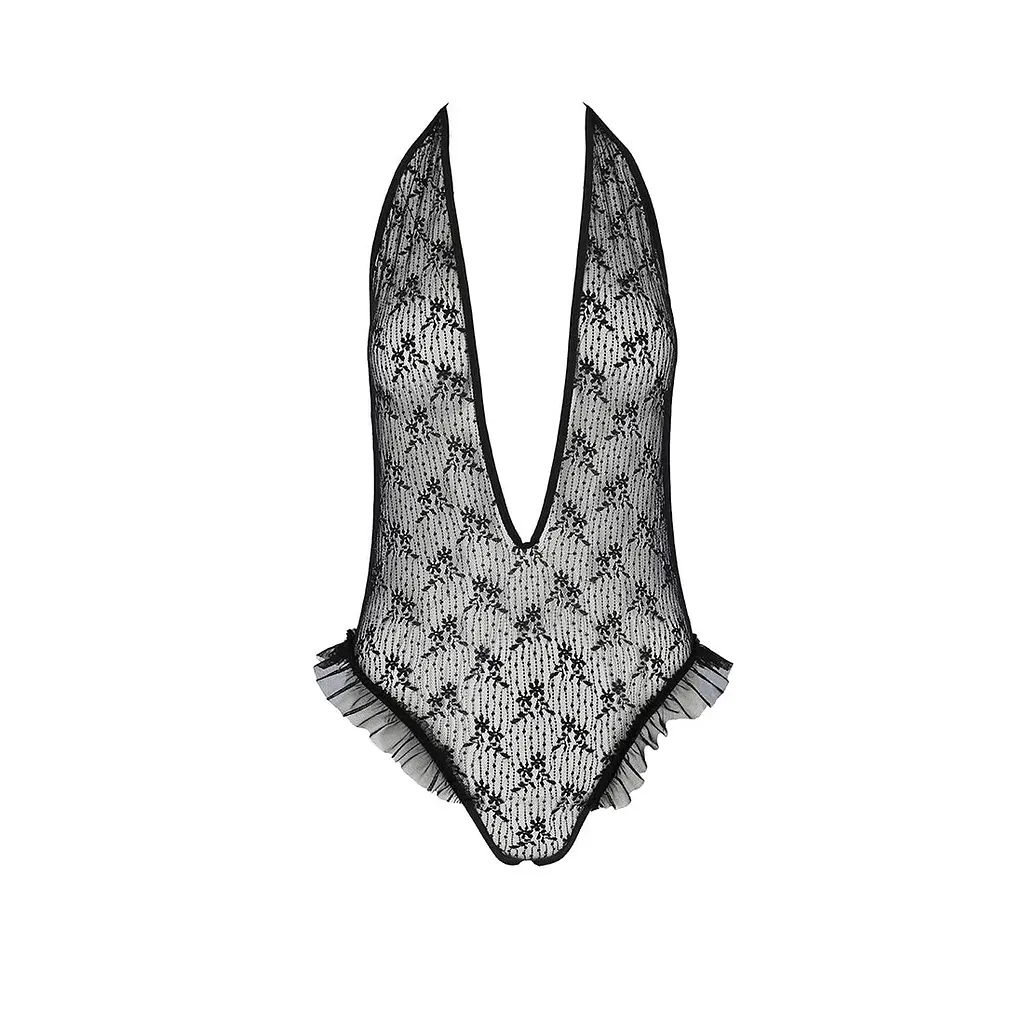 Боді монокіні з глибоким декольте Passion OTAVIA BODY S/M, black - фото 3