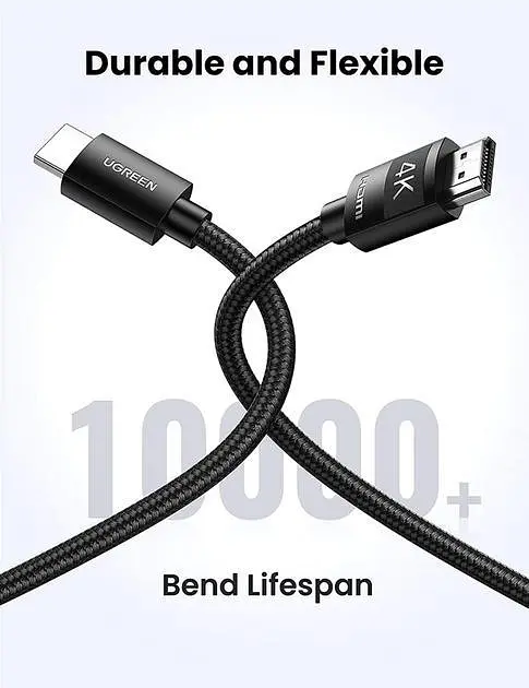 Кабель Ugreen HD119 4K HDMI Cable Male to Male Braided 1 м Black (30999) - фото 2