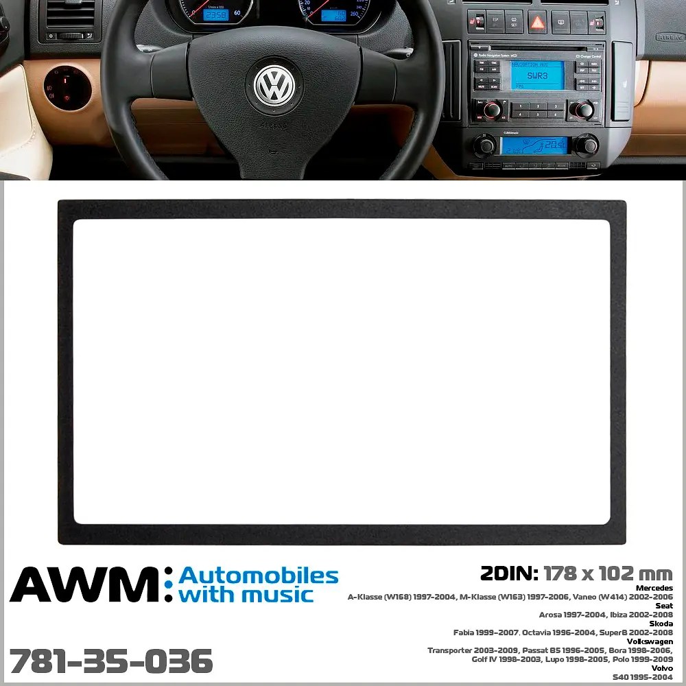 Переходная рамка для автомобилей Volkswagen, Skoda, Seat, Mercedes-Benz AWM 781-35-036 - фото 3