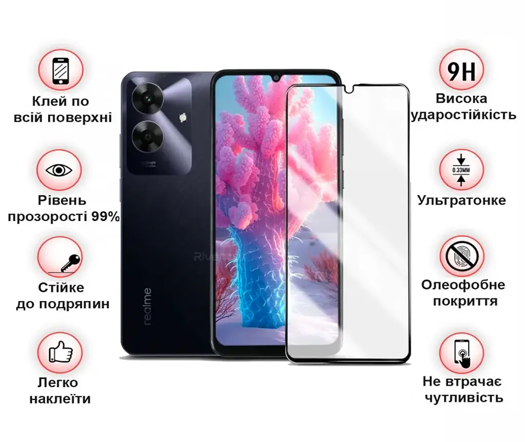 Скло захисне BeCover Realme Note 60 Black (713033) - фото 3