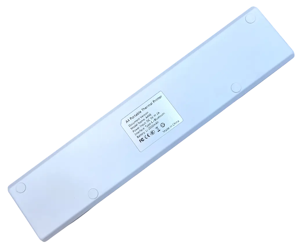 Термо принтер A4 портативний акумуляторний 2000mAh Bluetooth без чорнильний бездротовий друк документів тату через мобільний додаток APP Portable Thermal Printer UKC A4XE білий - фото 3