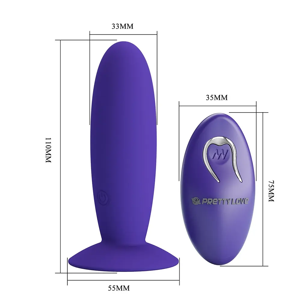 Анальная пробка Pretty Love Remote Control Vibrating Plug Youth 11 см (фиолетовый) - фото 4