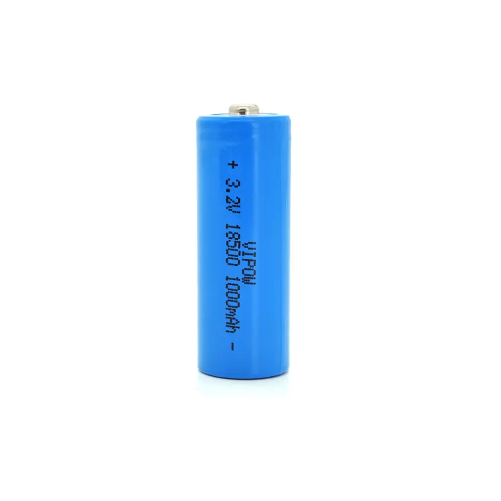 Акумулятор 18500 1000mAh, LiFePO4, TipTop, 3.2V, синій Vipow (IFR18500-600mAhTT)
