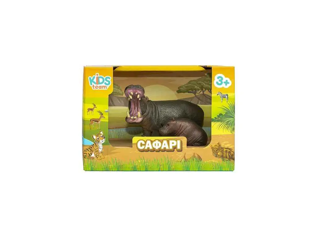 Набір тварин KIDS TEAM ANIMALS Сафарі Q9899-A23 Бегемот із бегемотиком