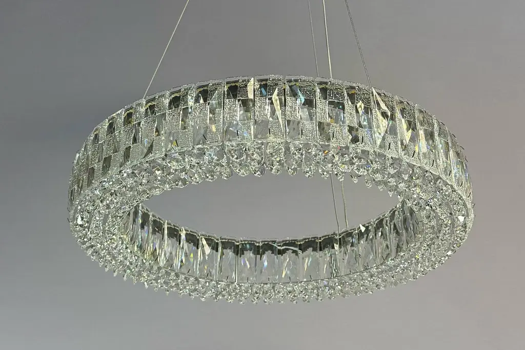 Підвісна кришталева LED-люстра кільце Linisoln 50033-500 50 см 80 Вт із димером для спальні та вітальні до 16 м2 - фото 3