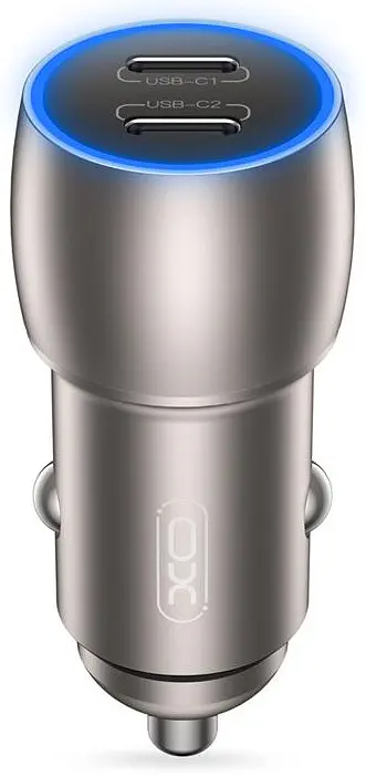 Автомобільний зарядний пристрій XO CC51 Metal double USB-C QC&PD3.0 40W 3A Tarnish