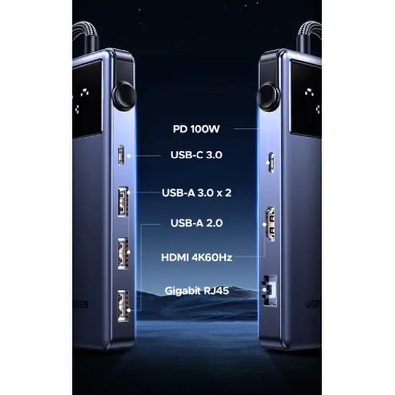 Концентратор Ugreen USB-C 7-in-1 3xUSB + 1xUSB-C + HDMI + RJ45 + PD 100W CM888 gray (45155) - фото 6