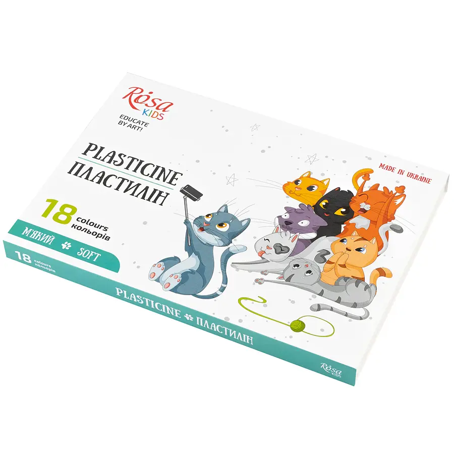 Пластилін Rosa Kids, 18 кольорів, 288 г., Cats, (302103)
