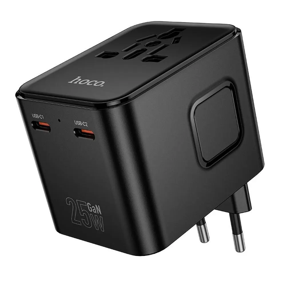 Мережевий зарядний пристрій Hoco AC31 USB/2 Type-C PD 25W чорний - фото 3
