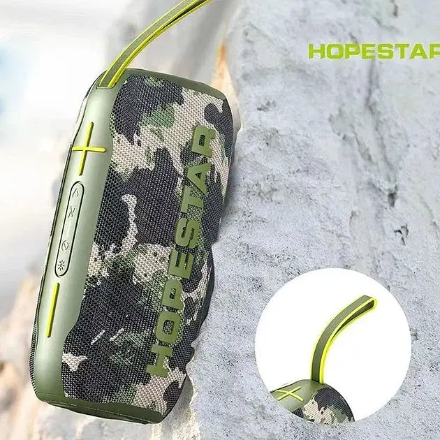 Бездротова портативна акустика - Bluetooth стовпчик Hopestar H49 зелений камуфляж - фото 3