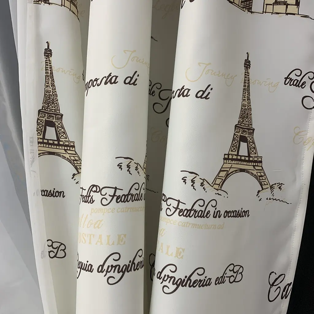 Коротка фіранка для кухні з атласу та шифону з коричневими будинками 1,8м на 4м на тасьмі ALBO pbe0052795 - фото 2