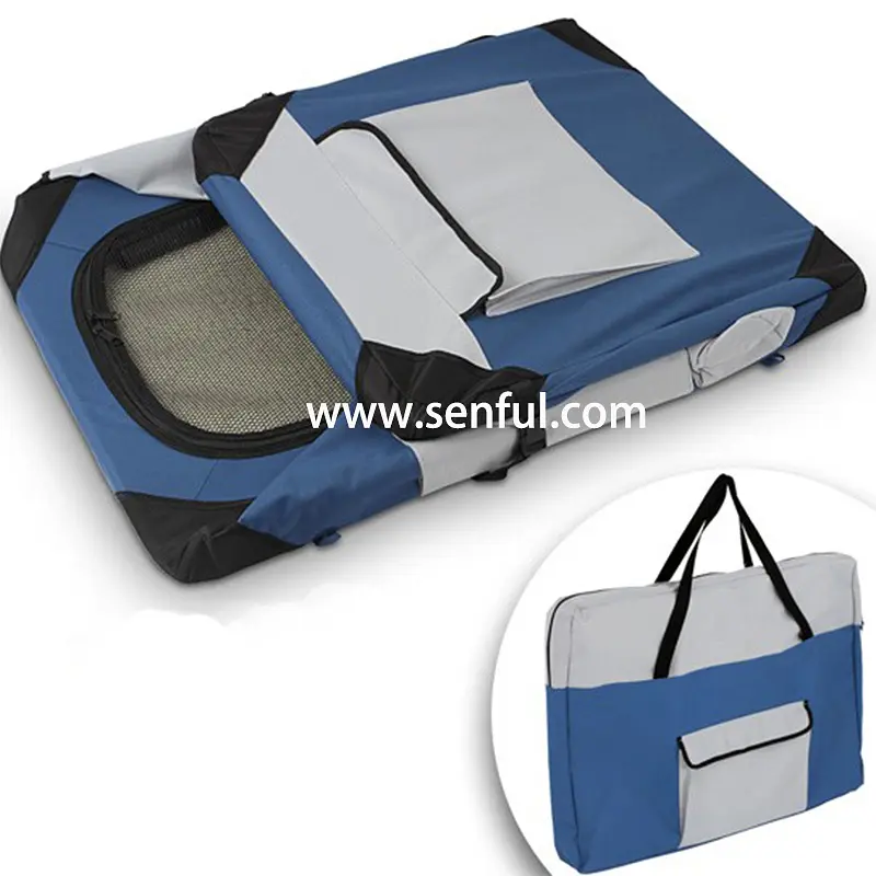 М'яка клітка для собак SenFul Pet Soft Crate з флісовим килимком та чохлом, сіро-бежева - фото 4