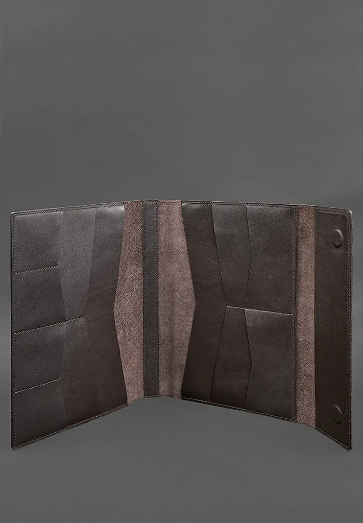 Кожаная папка для документов "Семейная" А4 темно-коричневая - фото 4