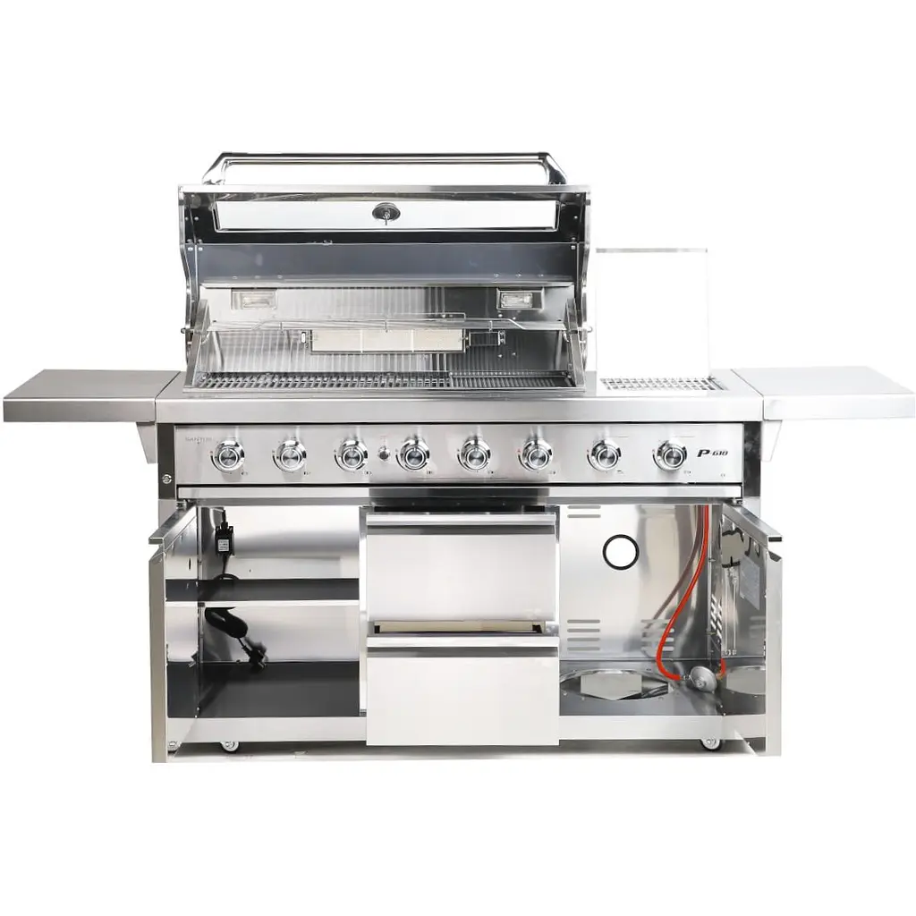 Газовый гриль Santos P-618 с боковой и задней горелкой, нержавеющая сталь (900327) - фото 3