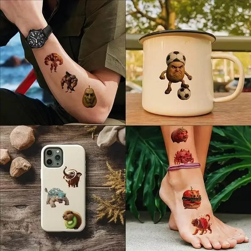 Дитячі тимчасові тату "Італійський брейнрот" Italian-brainrot-tattoo-1, 12х7 см - фото 4
