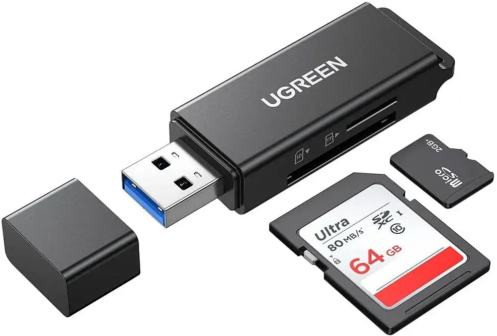 Card Reader USB 3.0 --> 2-слота SD/TF CM104 Ugreen (40752) - фото 4