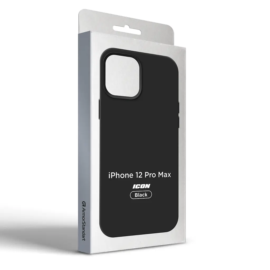 Силиконовый чехол для Apple iPhone 12 Pro Max, ICON2 Case, черный, противоударный, панель, защита всего корпуса, матовая поверхность Soft Touch, выступает над дисплеем, совместим с защитными стеклами и пленками, с микрофиброй, ArmorStandart (ARM60570) - фото 9