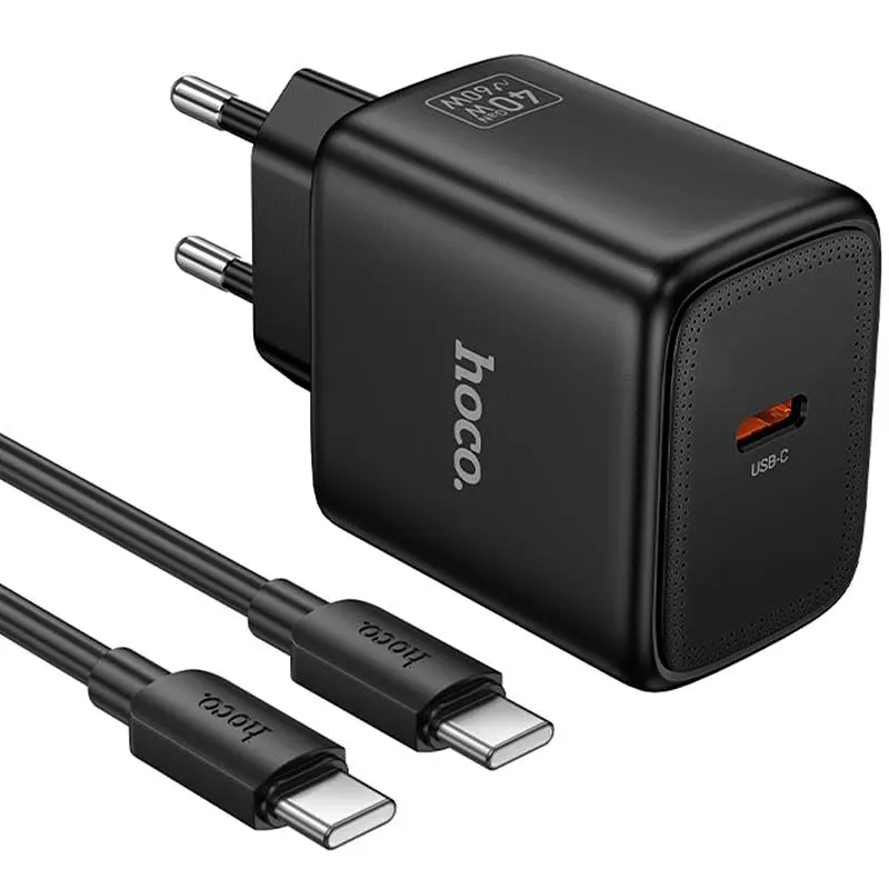 МЗП N83 Profit PD40W (1USB-C) + кабель Type-C to Type-C Black Hoco teh0029649