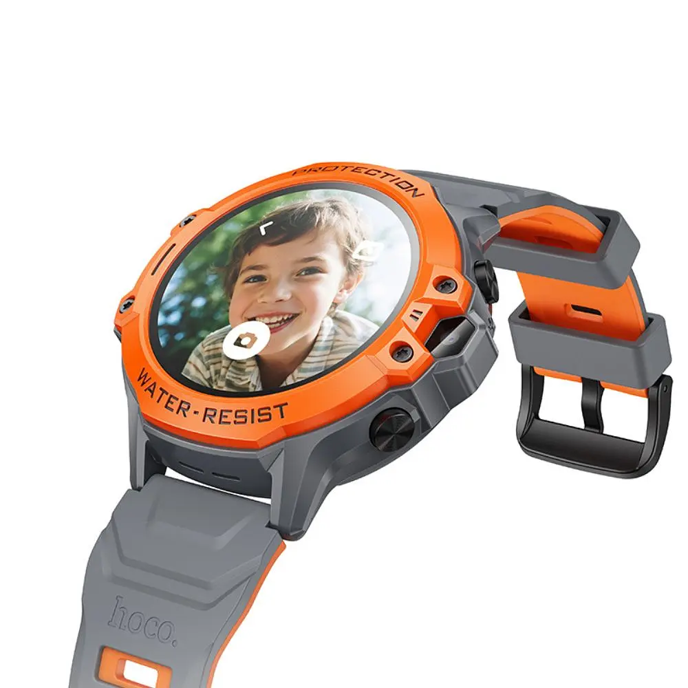 Дитячий смарт-годинник HOCO Y107 4G 32mm. 700 mAh. IP54. children phone watch orange - фото 4