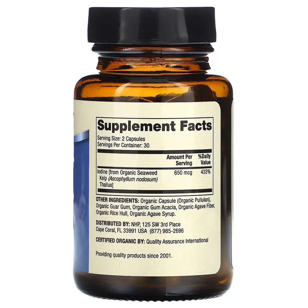 Йод з органічних морських водоростей Iodine From Organic Seaweed Dr. Mercola 650 мкг 60 капсул  - фото 2