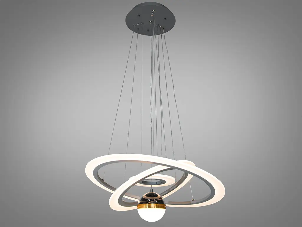 Люстра стельова LED Diasha 2327-600+400+200GR, 90W, діаметр 60 см, для вітальні, кухні, спальні, коридору - фото 2