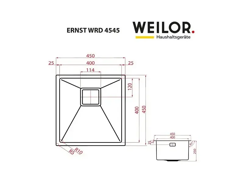 Кухонна мийка Weilor Ernst WRD 4545 - фото 4