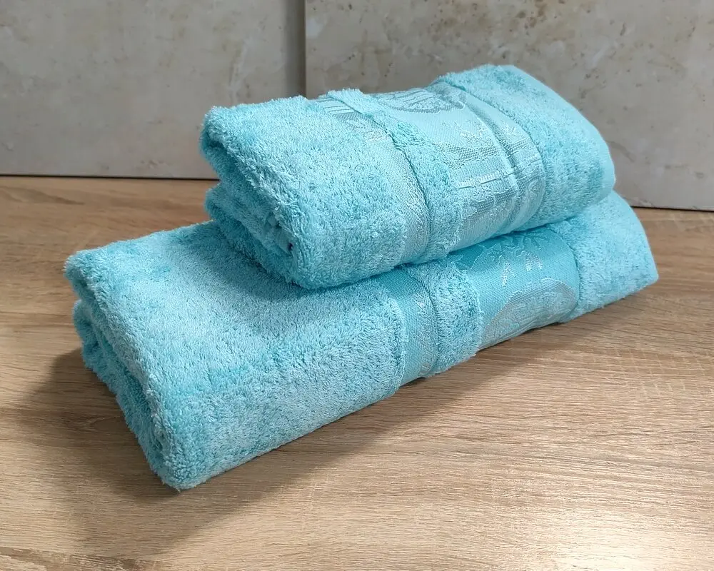 Набір турецьких бамбукових махрових рушників Zeron 50х90+70х140 Bamboo Agaс Desen бірюзовий 3 - фото 2