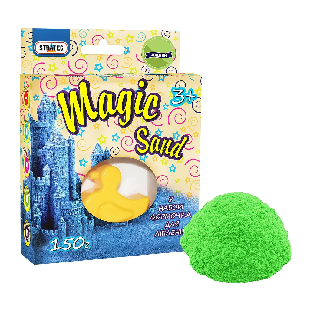 Кінетичний пісок Strateg Magic Sand зелений з формочкою 150 г (39305)