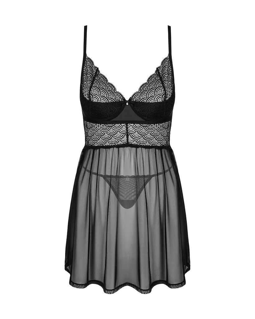 Пеньюар и трусики Obsessive Chemeris babydoll & thong XS/S - фото 3