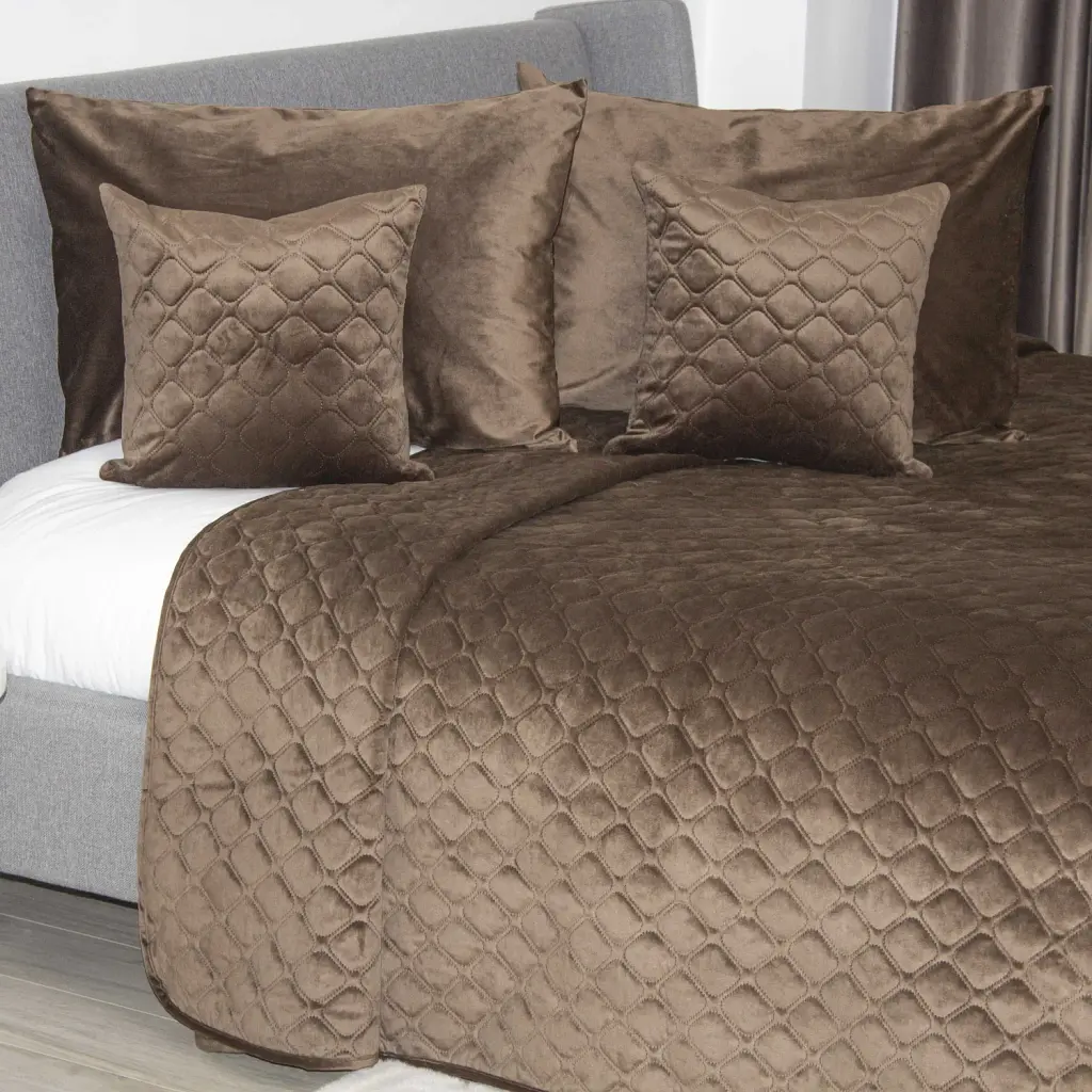 Покривало ТЕП велюрове Velour Ромб круглий 180x240 см кавове - фото 5