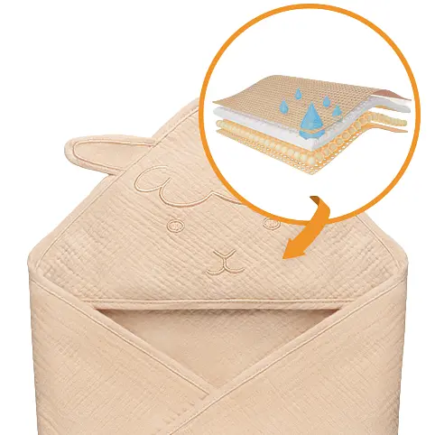 Рушник з капюшоном Lionelo Muslin Hooded Towel Beige Sand 80х80 см - фото 5
